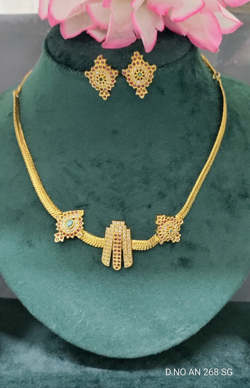 Antique Golden Necklace Set sku AN 268 SG D4