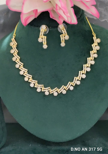 CZ AD Golden Necklace SKU AN 317 SG C3