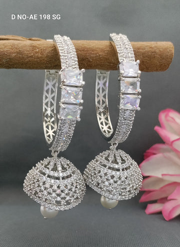Rodium CZ Ad Diamond Earing SKU- AE 198 SG/C-1
