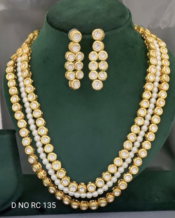 Golden Kundan Necklace Set sku-RC.135 D-4