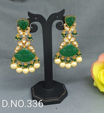 Emraled Green Tiyani Kundan Earring Sku-336 D2 Sale