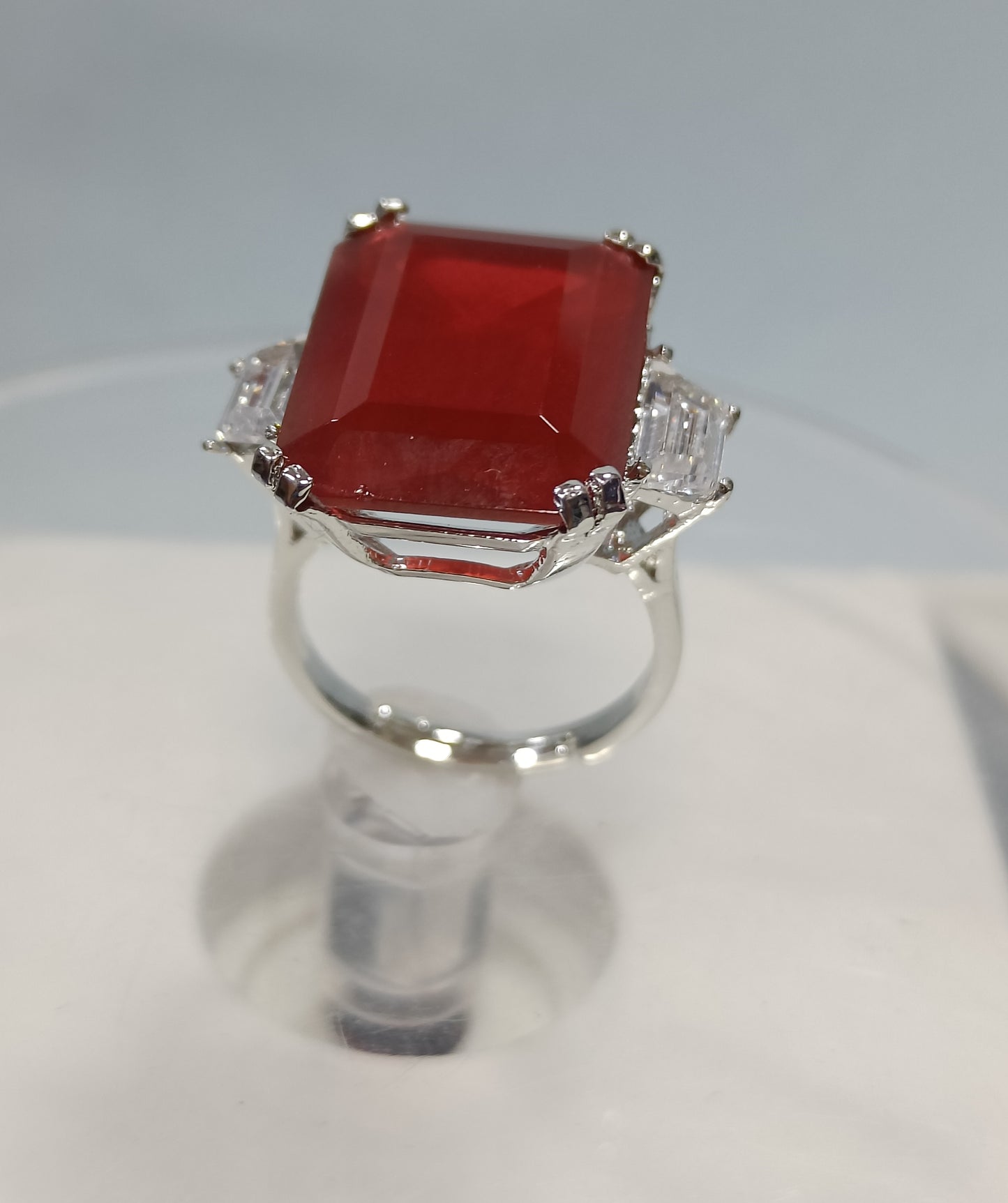 Rodium American Diamond Finger Ring Sku-5968 rchiecreation