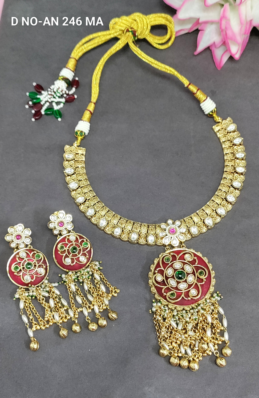 Antique Golden Kundan Choker Set SKU AN 246 MA/D-4