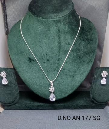 Cz Ad Rodium Chain Pendle Sku AN 177 SG/C-7