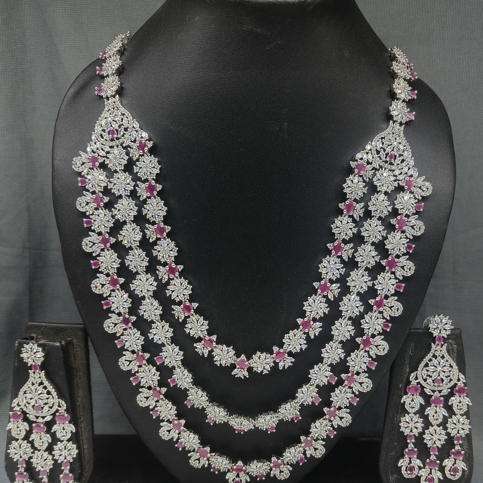 Ruby Diamond Necklace Rodium sale 3750  Sku-6016 C-6