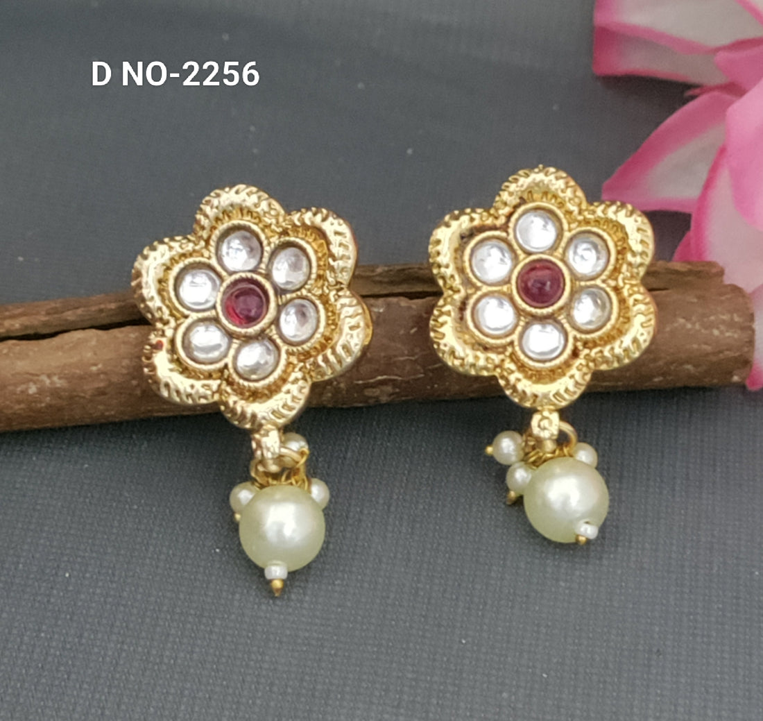 Golden Kundan Studs & Tops SKU-2256 D/3