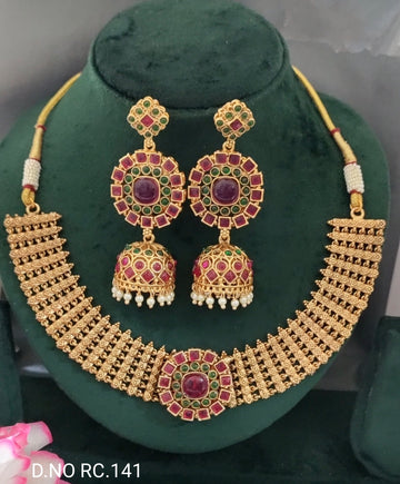 Rajwadi Matt Golden Necklace SKU-RC.141 D-4