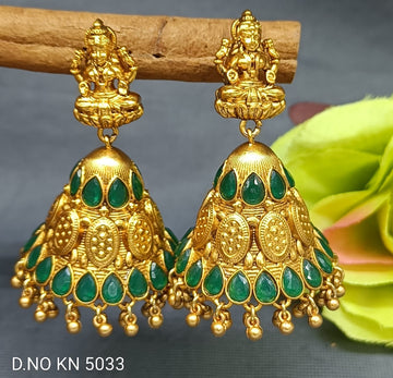 Antique Golden Jhumki Earring SKU KN 5033 D-3