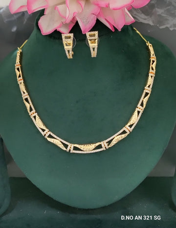 CZ AD Golden Necklace SKU AN 321 C3