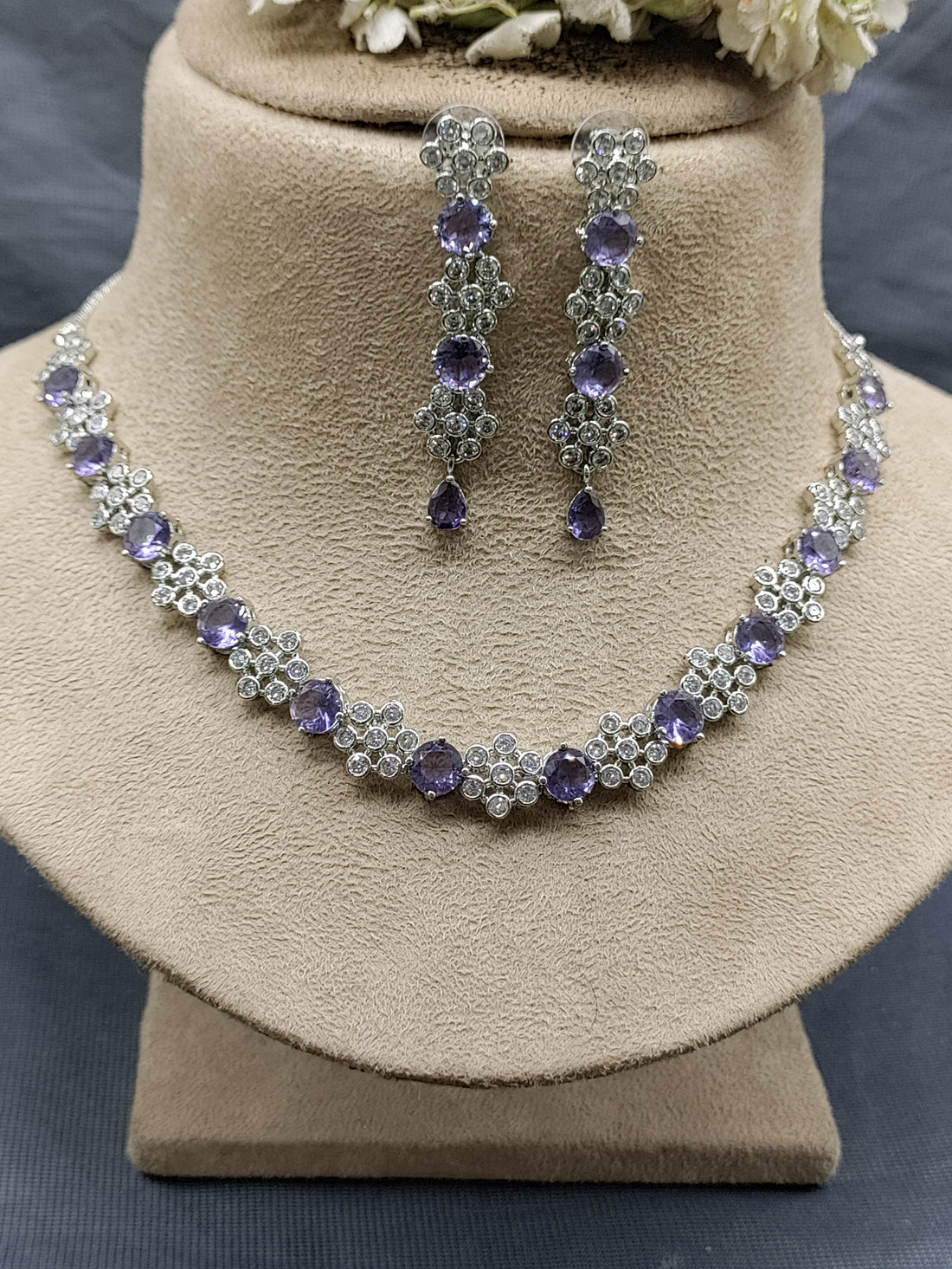 Rodium A.Diamond Necklace SKU-6361 rchiecreation