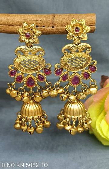 Kashmiri Golden Earrings Sku  KN 5082 TO D3