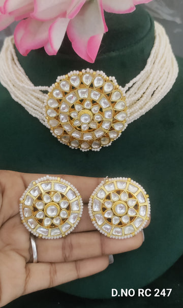 Golden Pacchi Kundan Necklace SKU RC 247