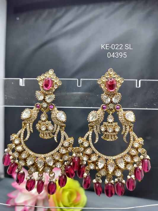 Moissanite Kundan Earring SKU KE 022 SL rchiecreation