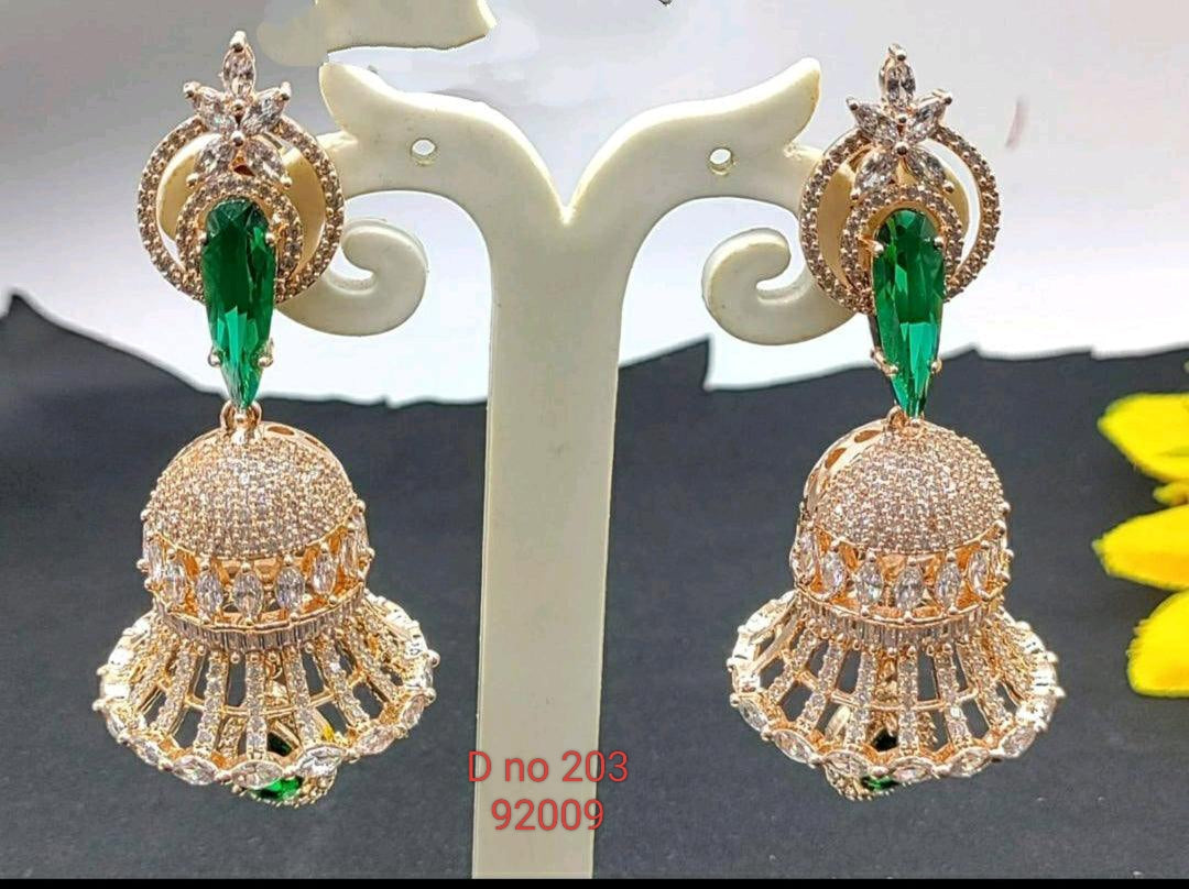 Cz Ad Earrings Jhumki Rosegold Sku-203 C1 - rchiecreation