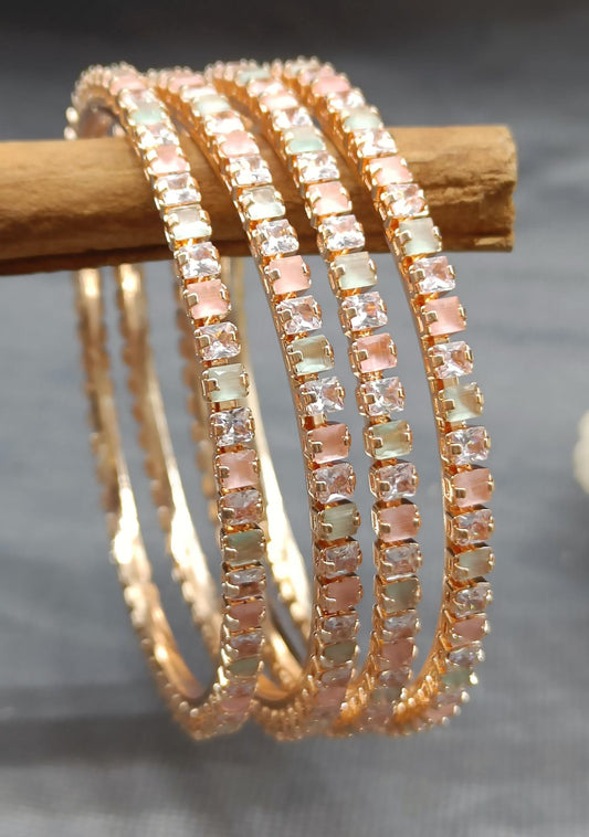 Stone Bangles RoseGold Sku-6077 rchiecreation