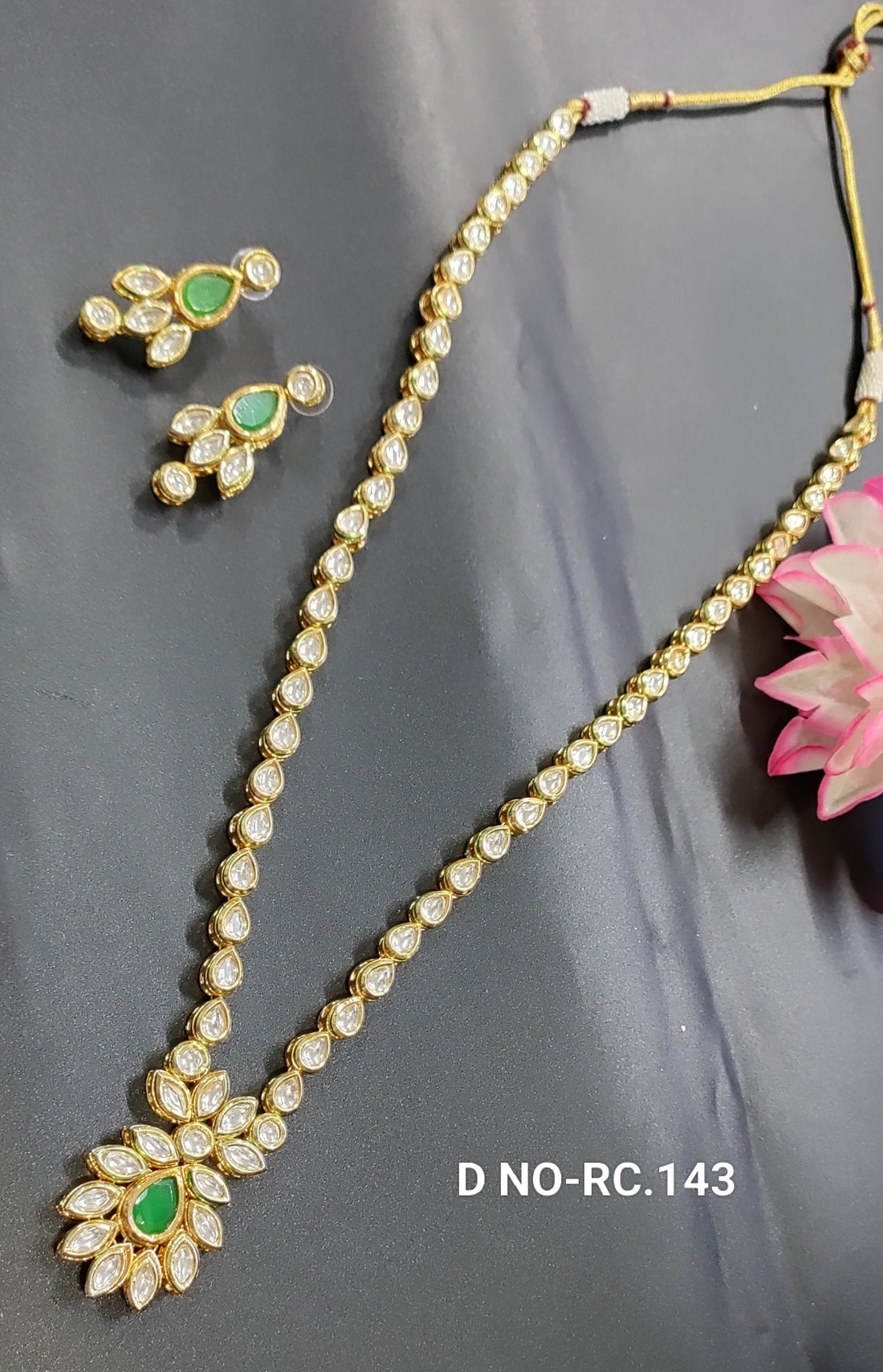 Golden Long Kundan Necklace SKU-RC.143 D-4