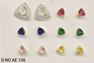 Golden AD Diamond Changeable Tops & Studs SKU-AE 106