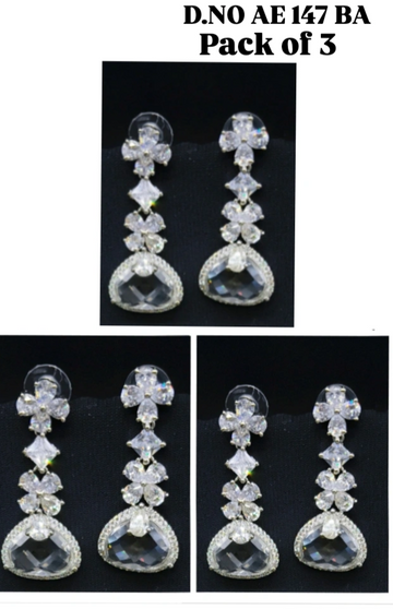 Cz Ad Rodium Earring SKU-AE 147 BA/C-2