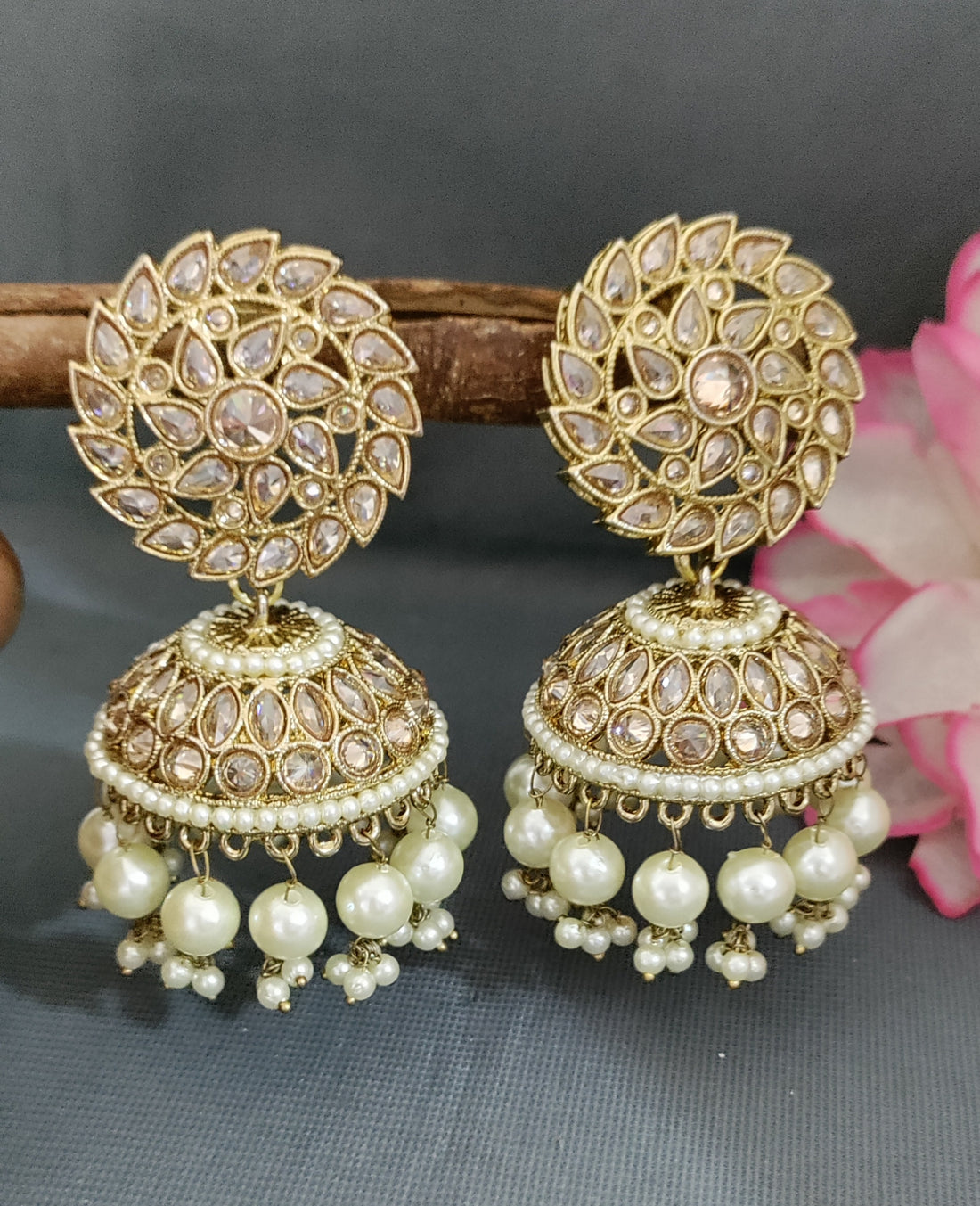 Mehandi Polki Zhumki Earing SKU-2272 A-7