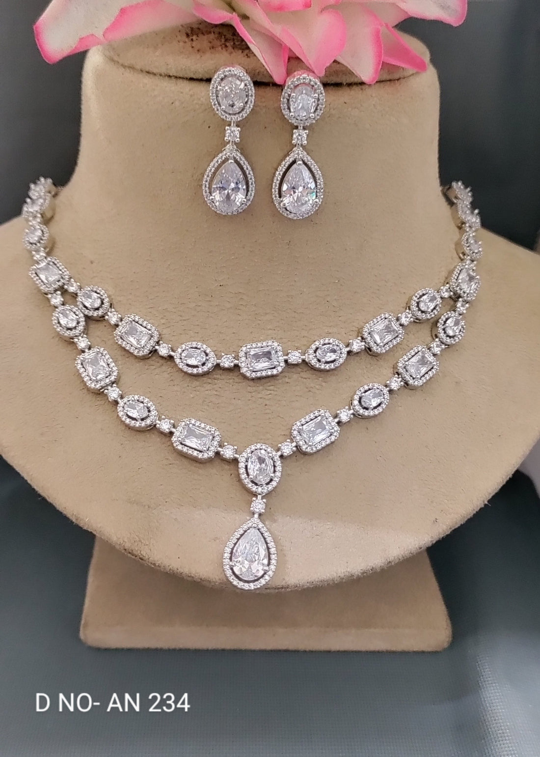 Cz Ad Rodium Necklace Sku -AN 234 C-7