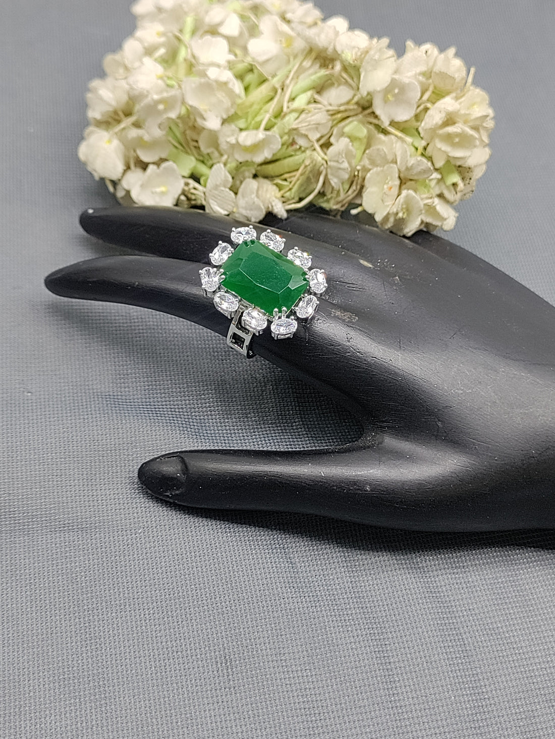 Rodium American Diamond Finger Ring Sku-5963 rchiecreation