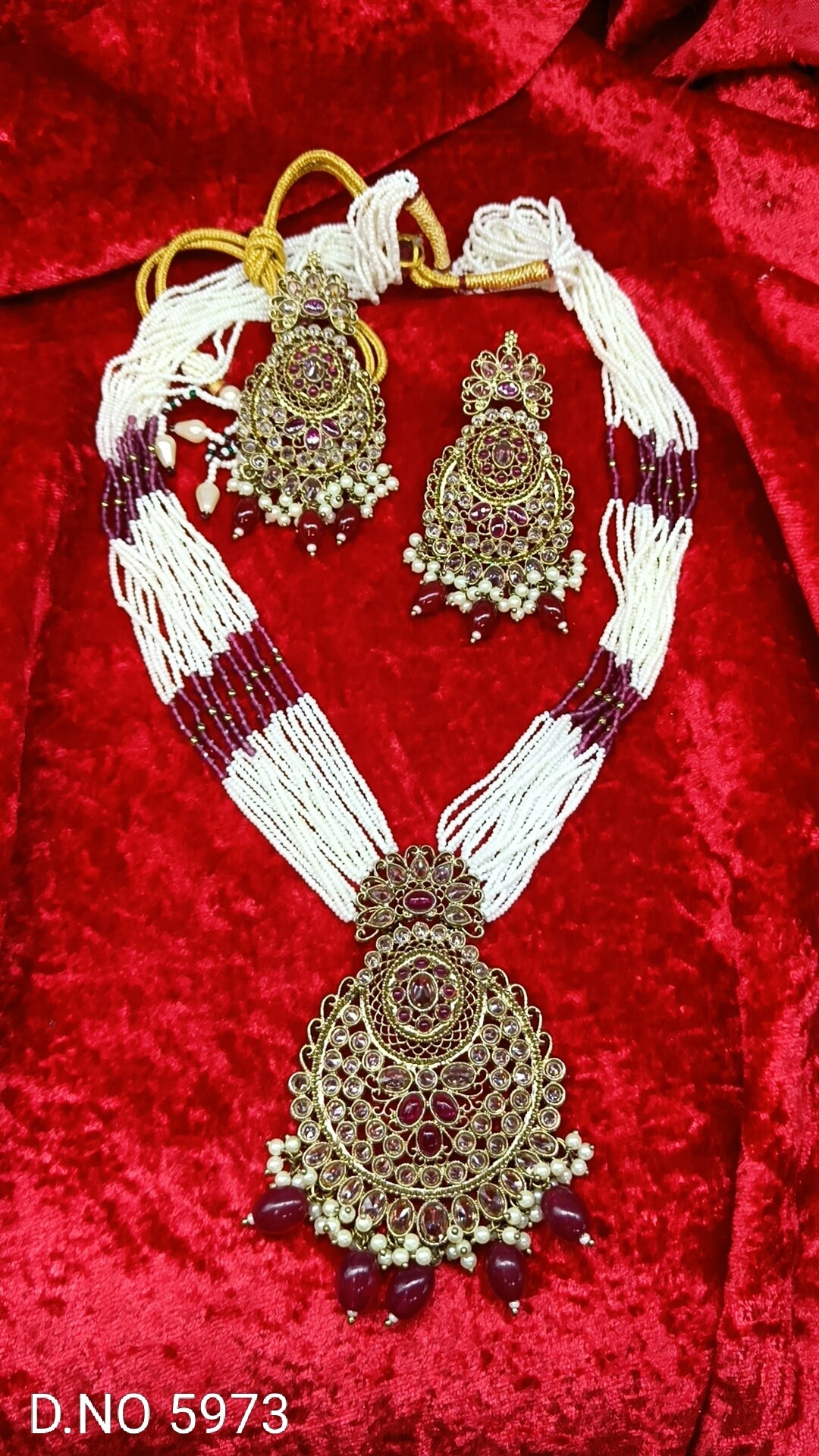 Polki Long Necklace Mehndi Set Sku-5973 B3 sale 900