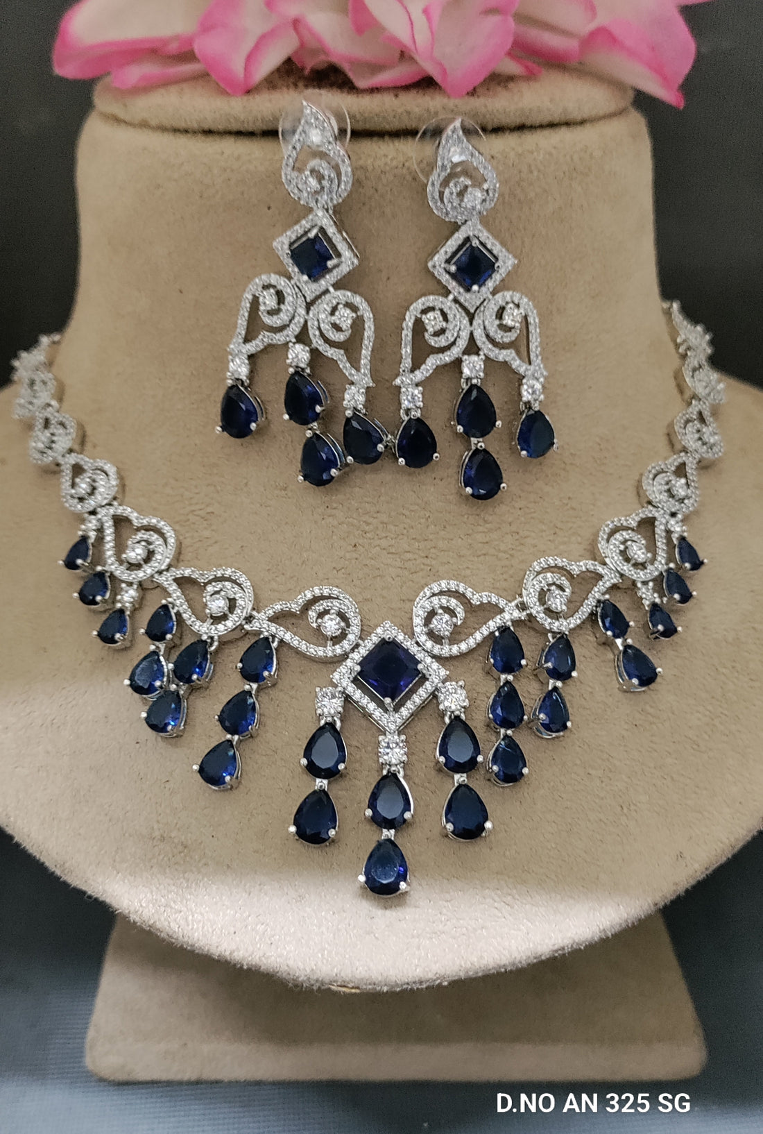 Cz Ad Rodium Necklace Sku AN 325 SG/C-8