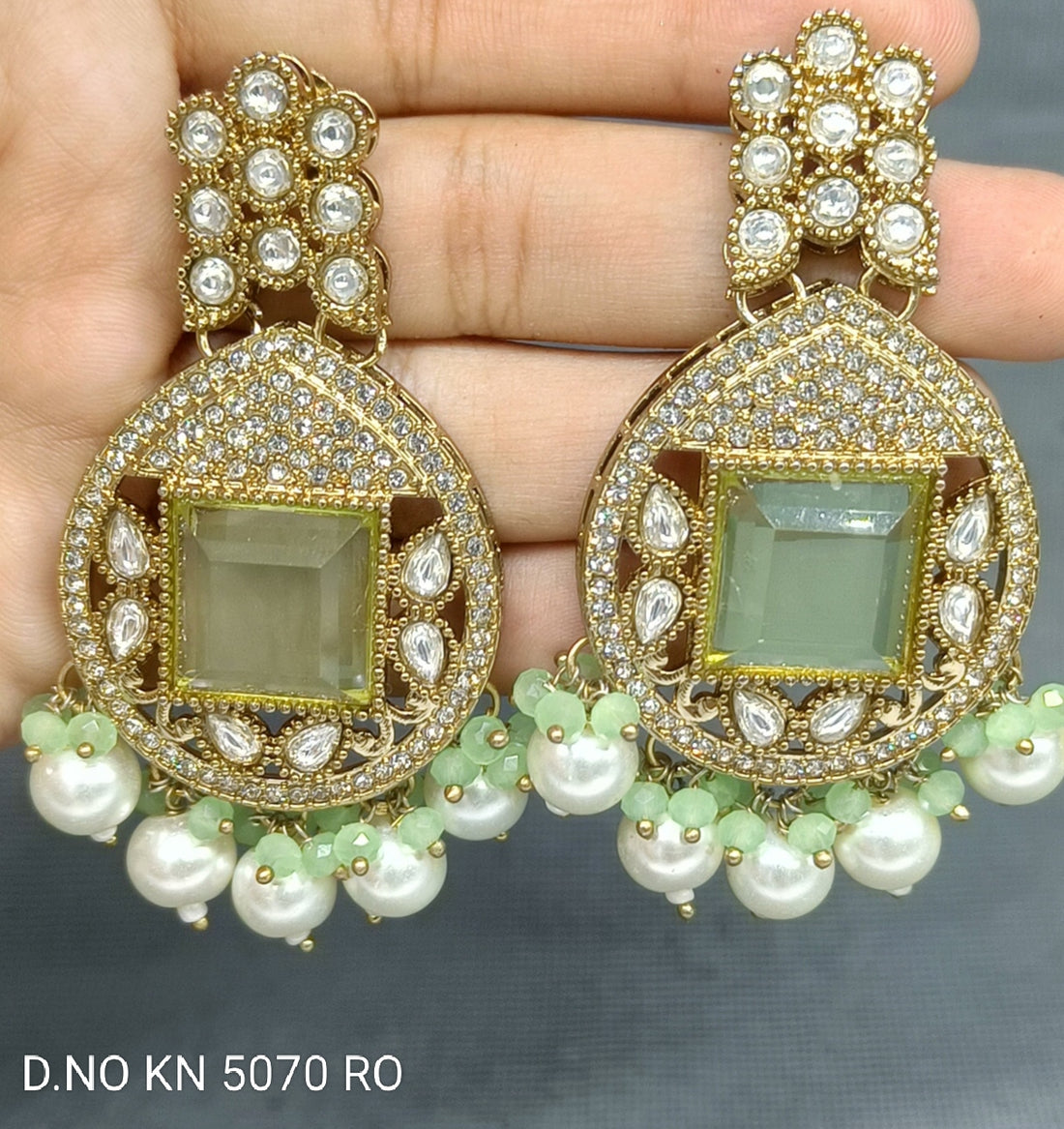 Mehandi Mossiniate Kundan Earring SKU 5070 TO