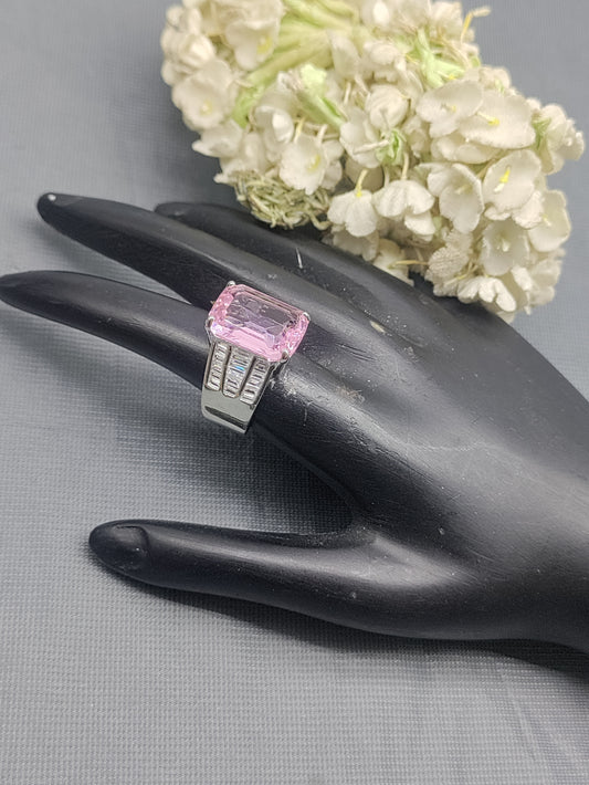 Rodium American Diamond Finger Ring Sku-5967 rchiecreation