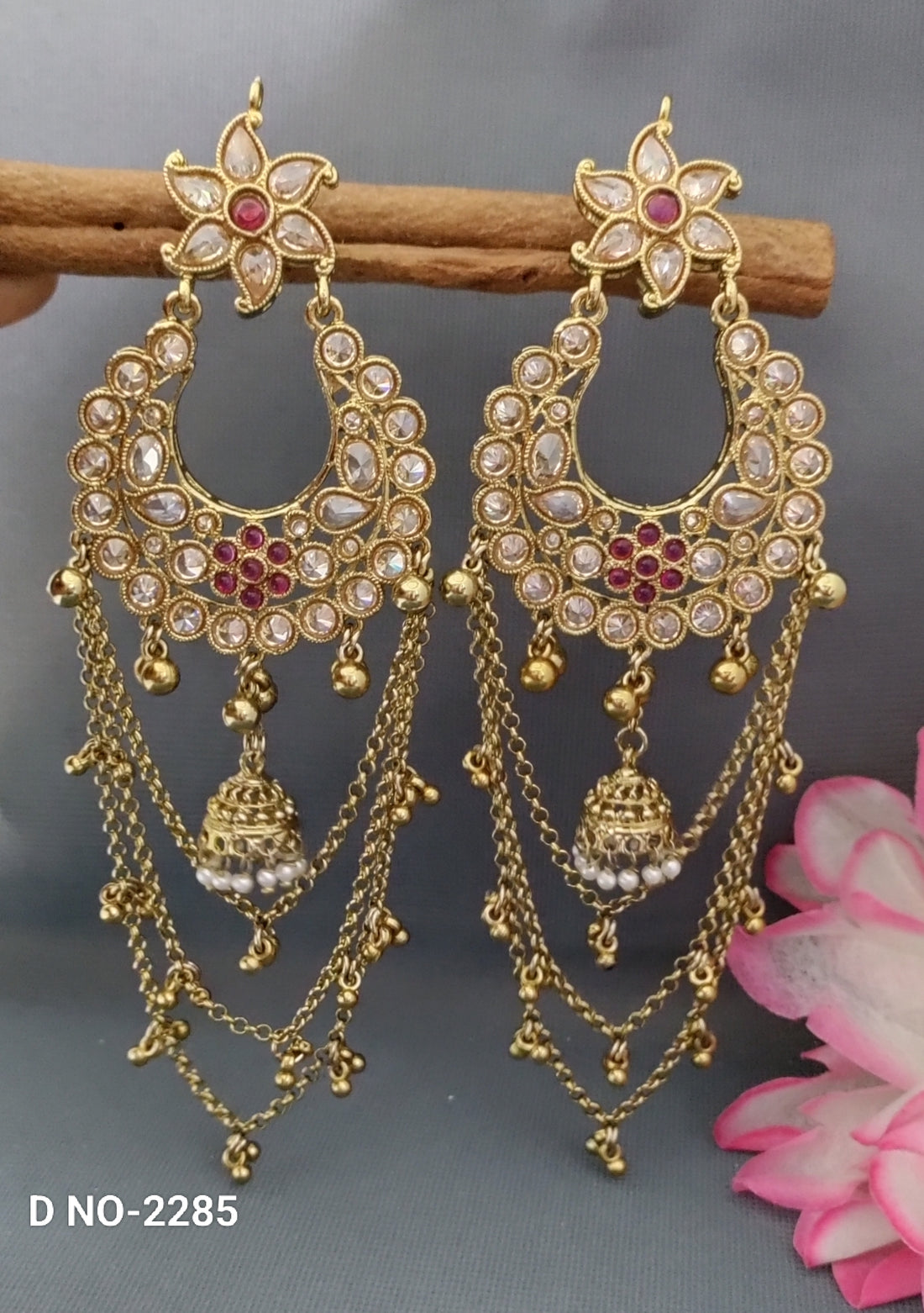Kashmiri Mehandi Polki Earing SKU-2285