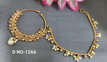 Rajputi Nath With White Pearls And Chain Sku 1266