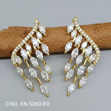 Cz Ad Golden Earrings Sku KN 5060 RO/C-1
