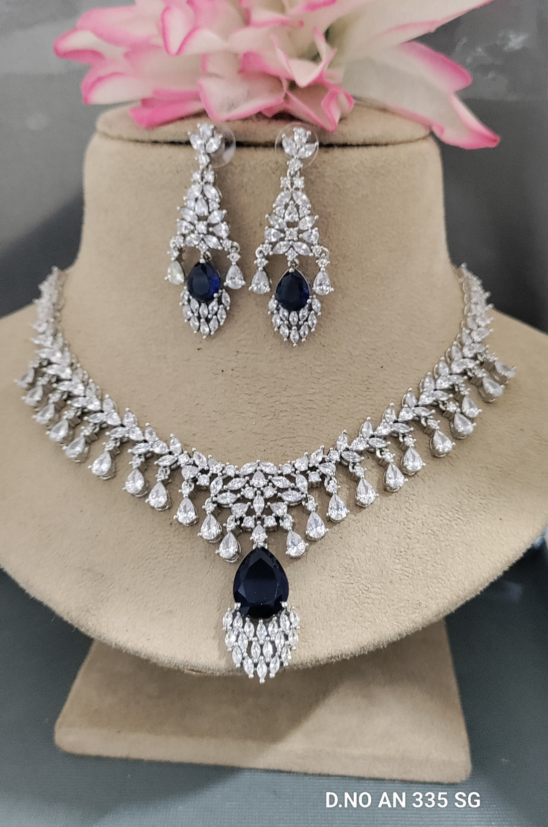 Cz AD Rodium Necklace SKU AN 335 SG/C-6