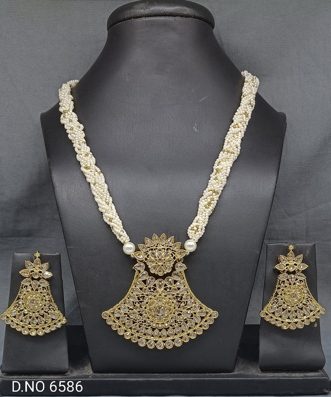 Polki Mehandi Long mala Necklace 855 sale Sku 6586 B3