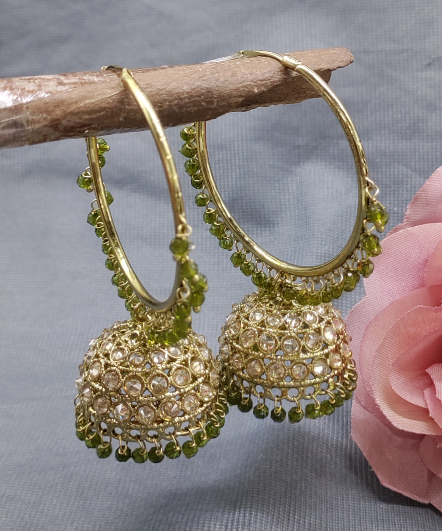 Mehandi Hoop Bali jhumki Earring Sku-1112 E1 rchiecreation