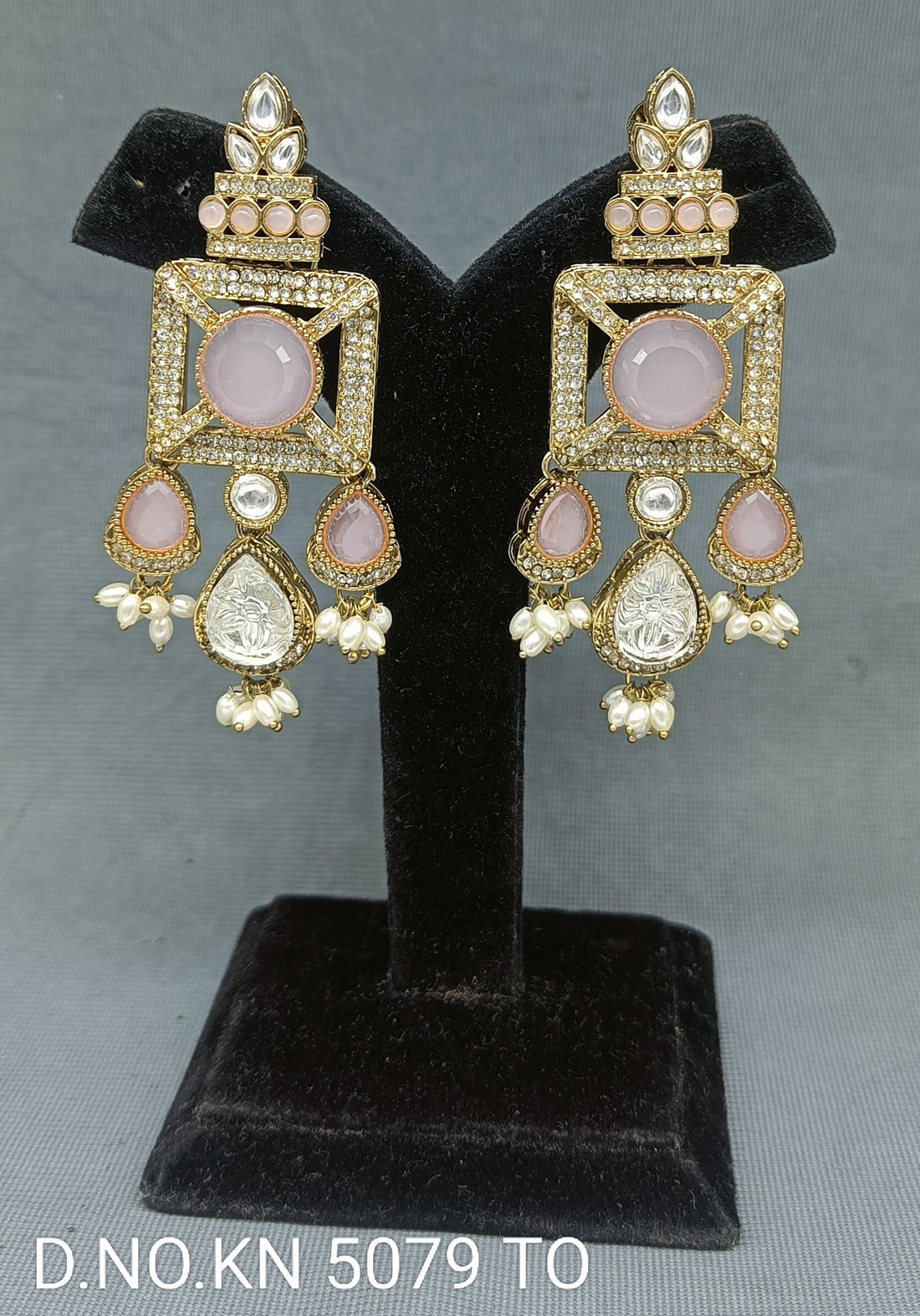 Kashmiri Golden Earrings Sku KN 5079 TO