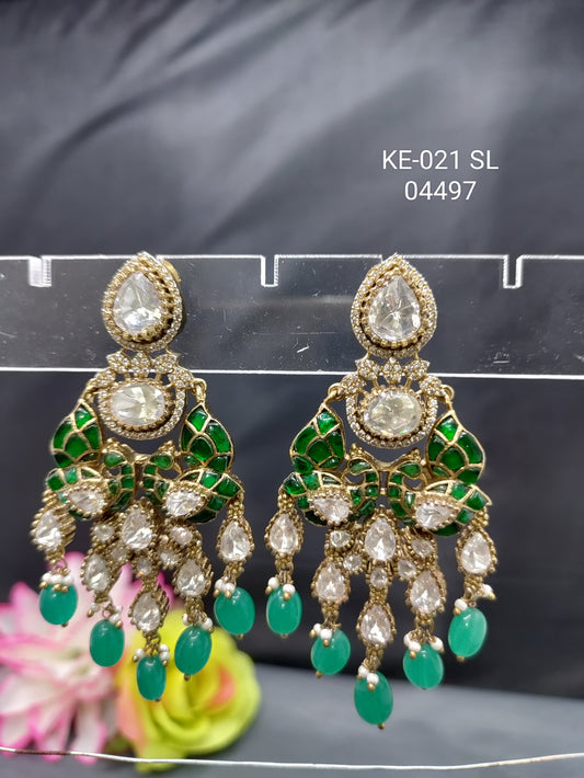 Moissanite Kundan Earring SKU KE 021 SL rchiecreation