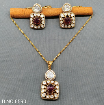 Moissanite Golden chain pendant Sku 6590 D-4