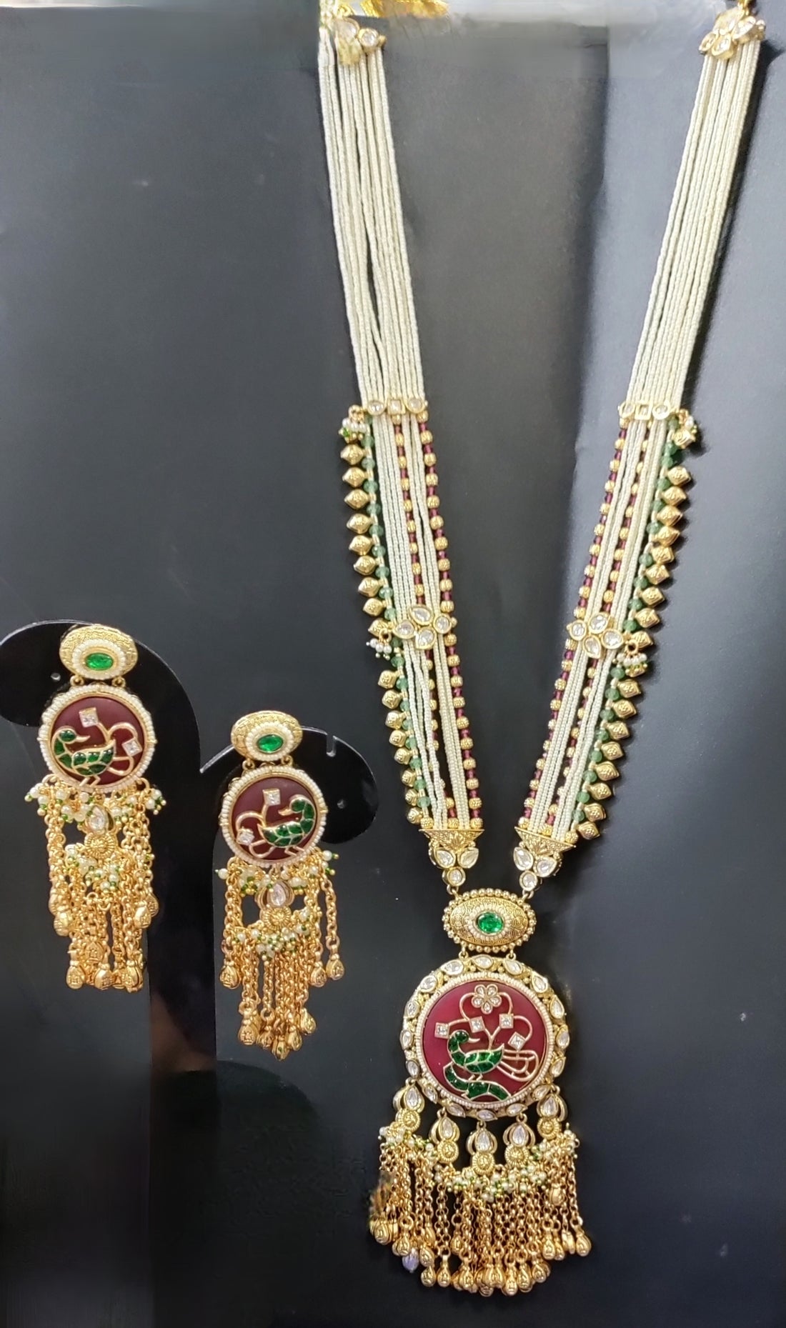 Antique Golden Pearl Kundan Long Set SKU AN 249 MA