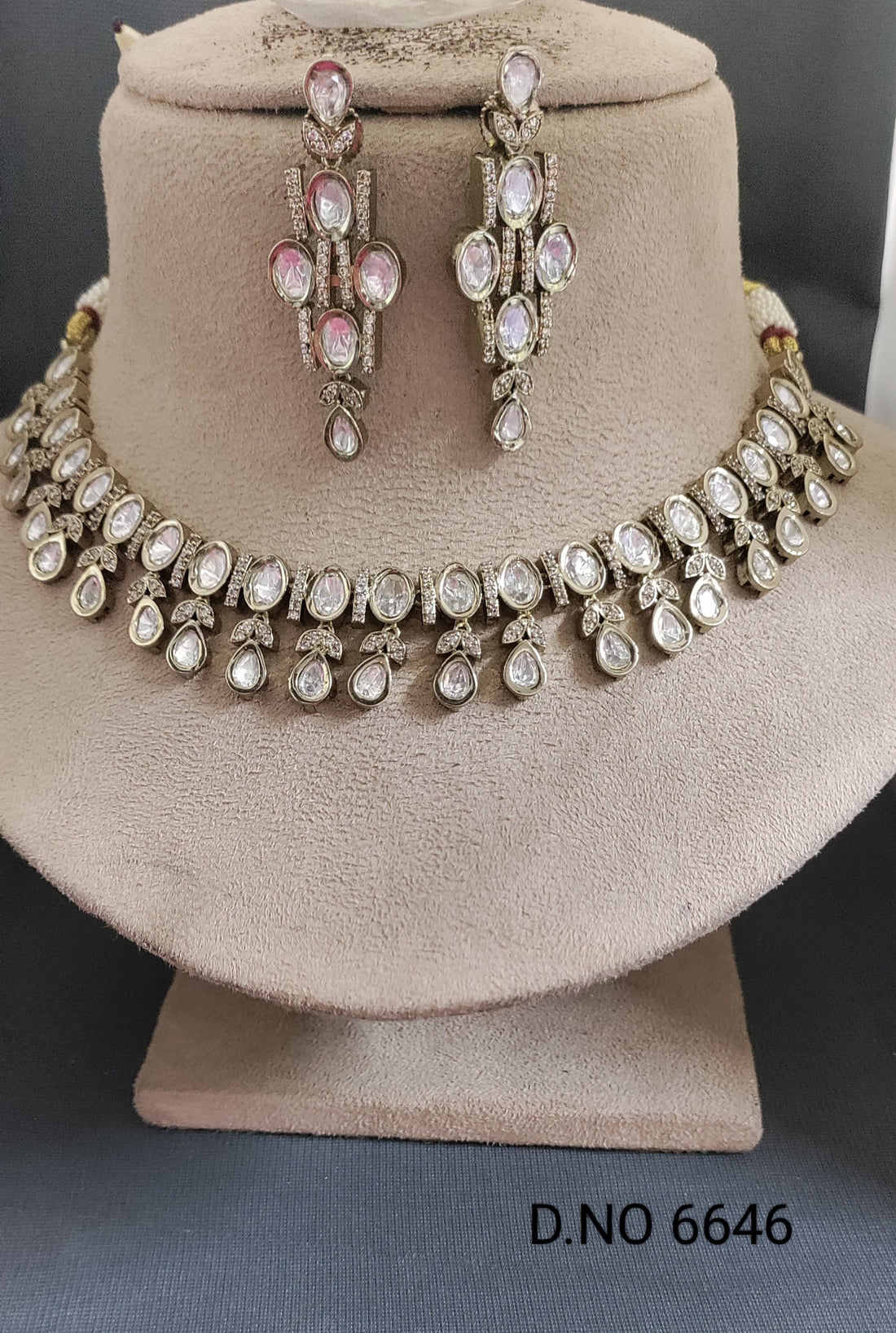 Mehandi Kundan Necklace Set Sku 6646 D/4