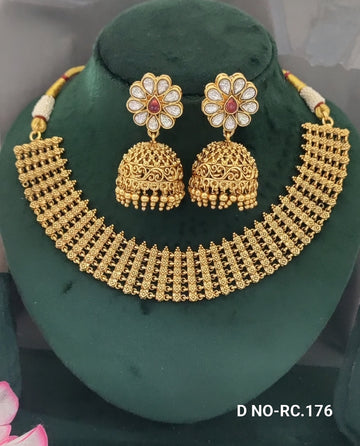 Antique Golden Matt Neckalce SKU-RC.176