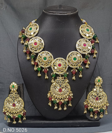 Mirror Kundan Necklace Set Sku-5526 D4