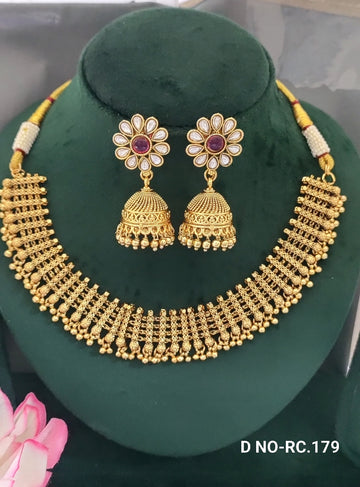 Antique Golden Matt Neckalce SKU-RC.179