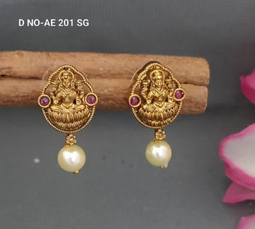 Antique Golden Temple Tops &Studs Earring SKU -AE 201 SG