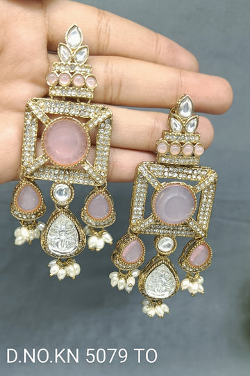 Kashmiri Golden Earrings Sku KN 5079 TO