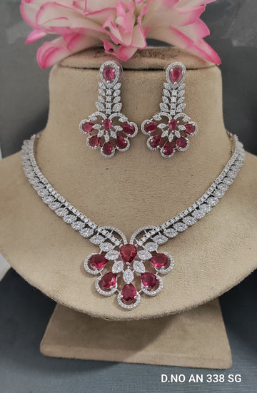 Cz AD Rodium Necklace SKU AN 338 SG/C-6