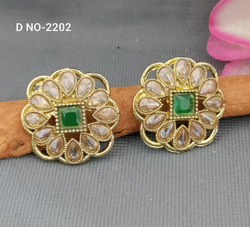Polki Mehandi Tops & Stud Earrings Sku 2202 E3