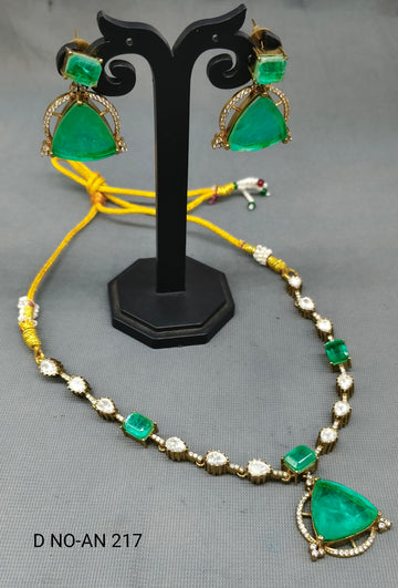 Mehandi Moissanite Kundan Necklace Sku AN 217 SL/D-4