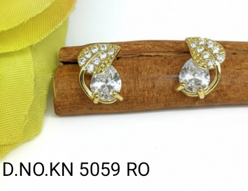 Cz Ad Golden Tops & Stud Earrings Sku KN 5059 RO/C-1
