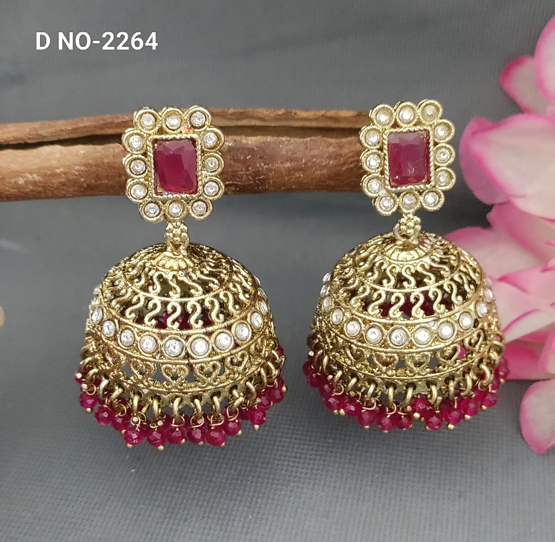 Mehandi Kundan Zhumki Earing SKU-2264 A-3